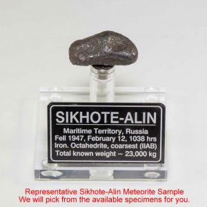 Sikhote-Alin Meteorite Display – Clear Acrylic 15-17 grams
