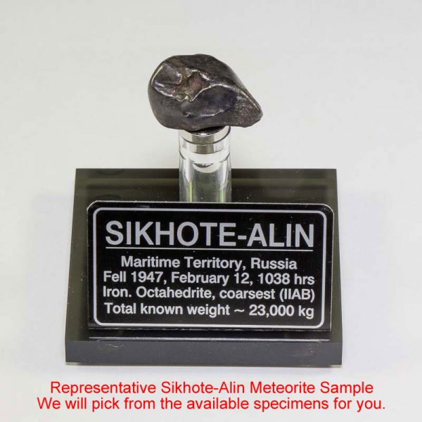 Sikhote-Alin Meteorite Display – Dark Grey Acrylic 12-14 grams