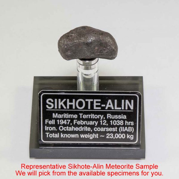 Sikhote-Alin Meteorite Display – Dark Grey Acrylic 15-17 grams