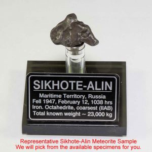 Sikhote-Alin Meteorite Display – Dark Grey Acrylic 9-11 grams