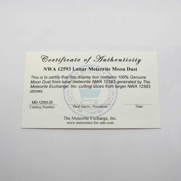 Moon Dust Certificate of Authenticity