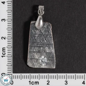 Iron Meteorite Pendant with Zircon Inlay 7.3g