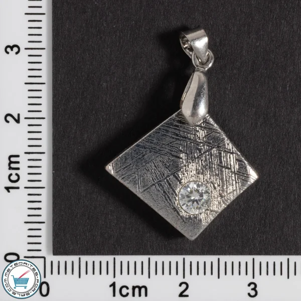 Iron Meteorite Pendant with Zircon Inlay 7.0g