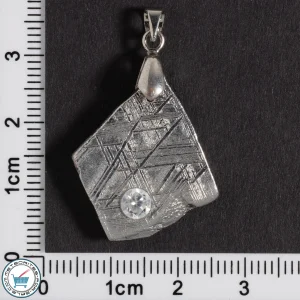 Iron Meteorite Pendant with Zircon Inlay 11.0g