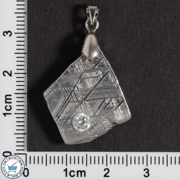 Iron Meteorite Pendant with Zircon Inlay 11.0g