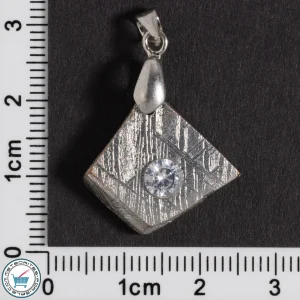 Iron Meteorite Pendant with Zircon Inlay 7.5g
