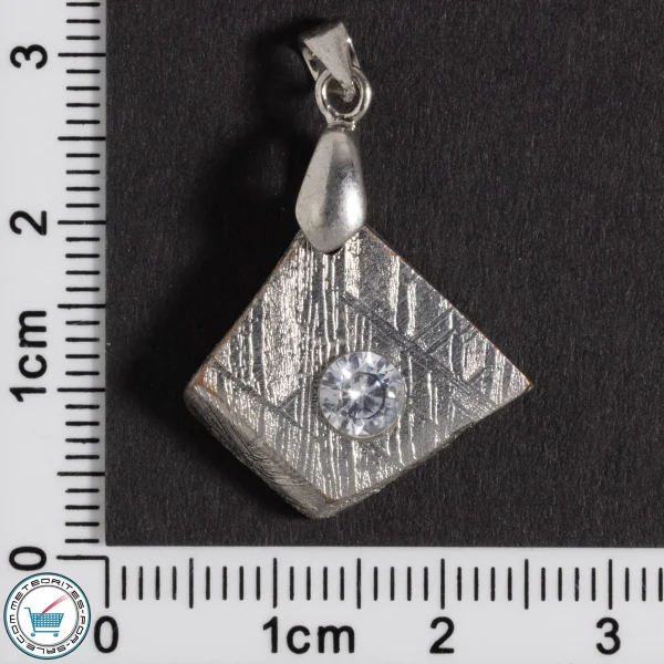 Iron Meteorite Pendant with Zircon Inlay 7.5g