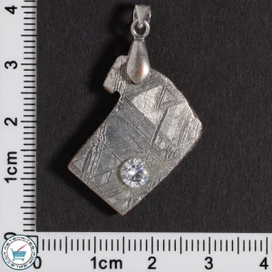 Iron Meteorite Pendant with Zircon Inlay 8.8g