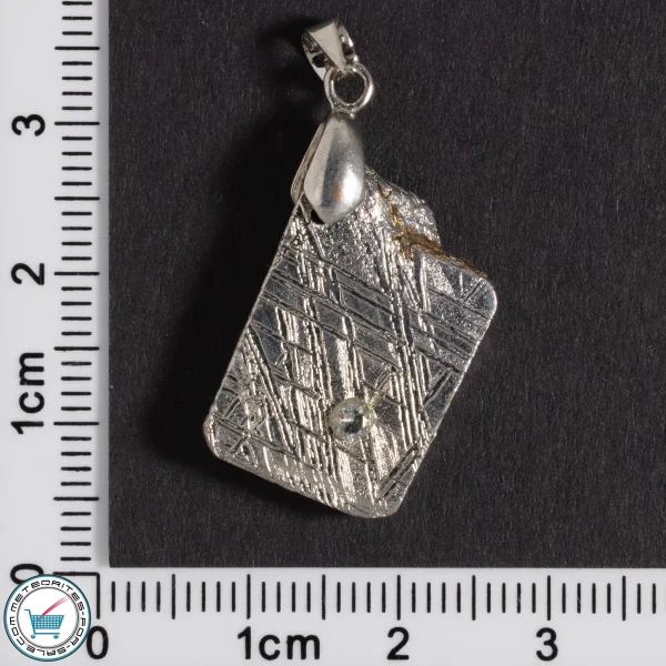 Iron Meteorite Pendant with Zircon Inlay 9.1g