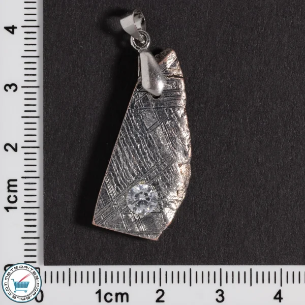 Iron Meteorite Pendant with Zircon Inlay 7.4g