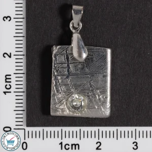Iron Meteorite Pendant with Zircon Inlay 6.7g