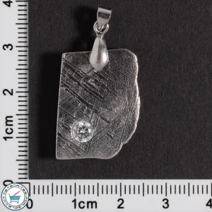 Iron Meteorite Pendant with Zircon Inlay 10.7g