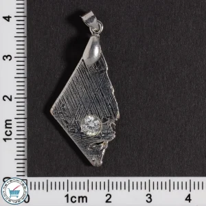 Iron Meteorite Pendant with Zircon Inlay 4.4g